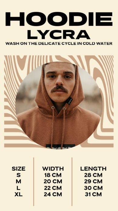 Instagram Story Template Featuring a Hoodie Size Chart