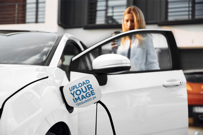 Mockup of a Car Decal Placed on an Electric Car