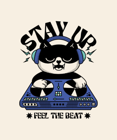 Cartoonish T-Shirt Design Maker Featuring a DJ Cat Graphic 5003h-5882