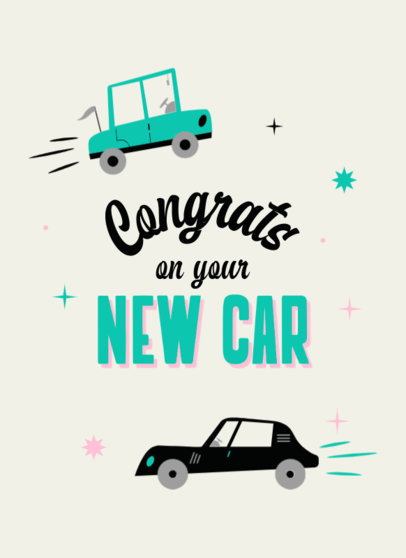 Congratulatory Greeting Card Template for Getting a Brand New Car 5218c