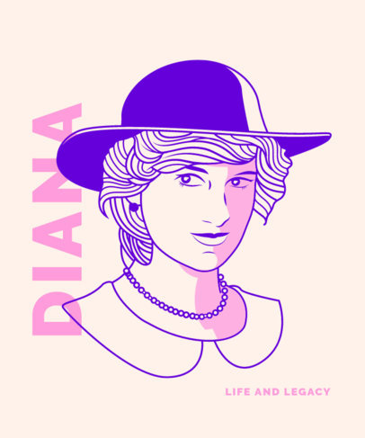 Illustrated T-Shirt Design Generator Featuring the Princess of Wales 4698h-5570