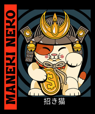 Japanese Traditional Art T-Shirt Design Maker Featuring a Cat Graphic