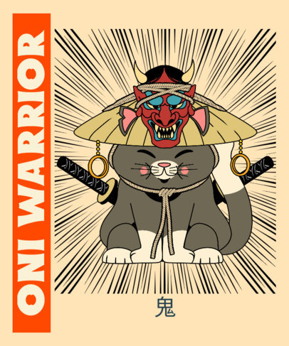 Cat-Themed T-Shirt Design Creator Inspired by Japanese Antique Manga