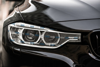 Mockup of a Decal Placed on a Modern Car's Headlight