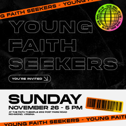 Instagram Post Template Featuring Church Service Invitations