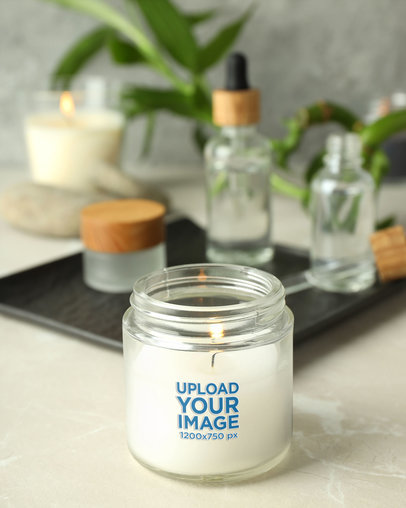 Candle Mockup Featuring Aromatic Essences in the Background m30437 r-el2