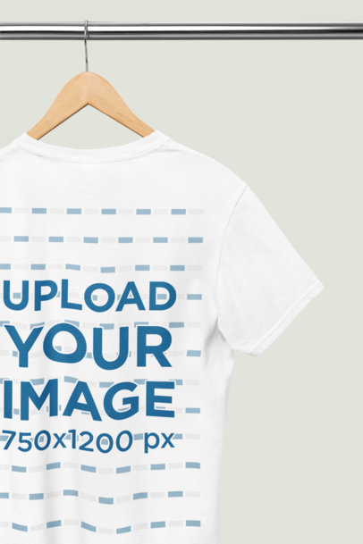 Back-View Mockup of a Hanging Gildan Tee with a Customizable Background