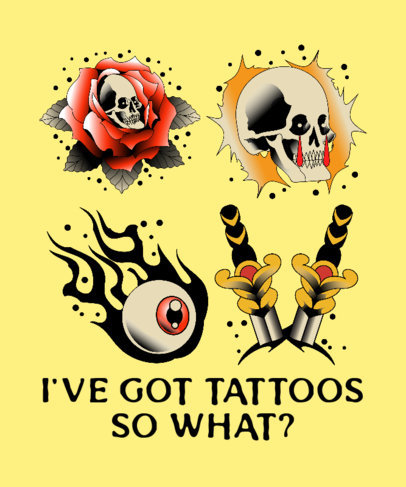 T-Shirt Design Maker Featuring Skull-Themed Tattoo Graphics