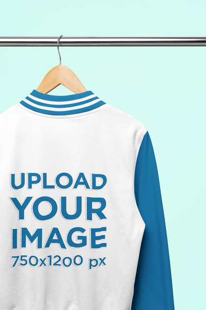 Bomber Jacket Mockup Featuring a Hanger m31077