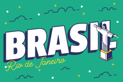 Front Postcard Design Maker Featuring an Illustrated Christ the Redeemer