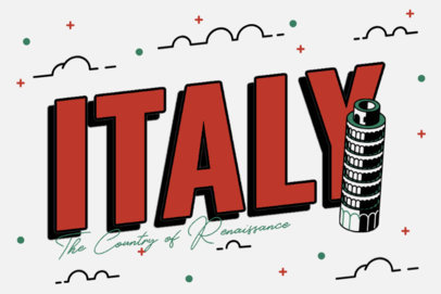 Front Postcard Design Template with a Pisa Tower Illustration