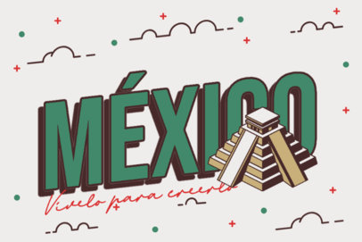 Front Postcard Design Generator with a Chichen Itza Pyramid Illustration