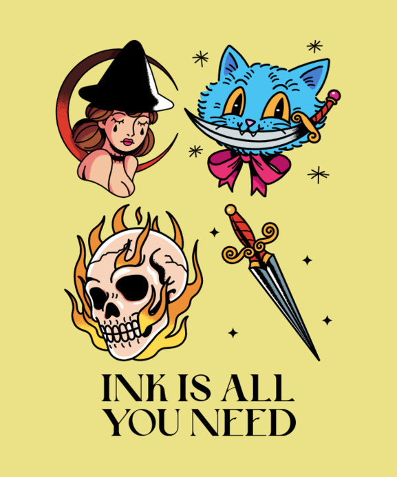 Placeit - Illustrated T-Shirt Design Template Featuring Magic-Themed ...