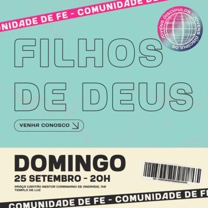 Instagram Post Creator for a Christian Church Service Invitation