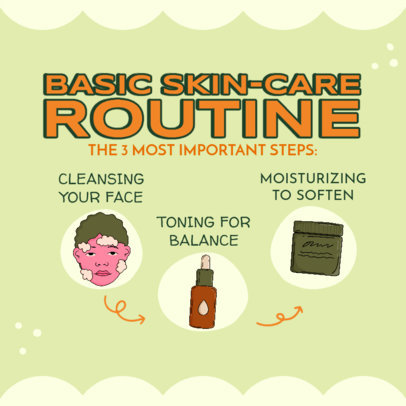 Instagram Post Creator with Illustrated Steps for a Skincare Routine