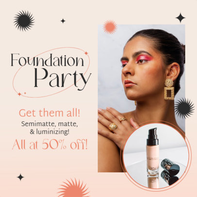 Instagram Post Creator with Star Icons for a Beauty Store's Foundation Party 5228c
