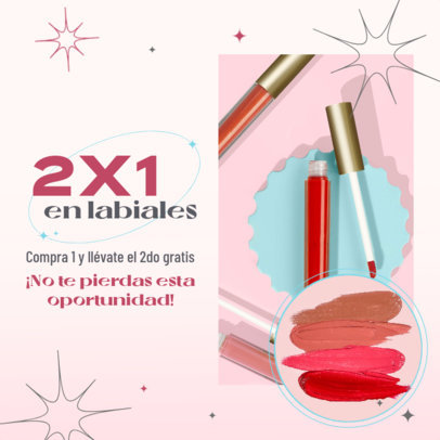 Instagram Post Template for a Beauty Shop's 2x1 Offer on Lipsticks 5228f