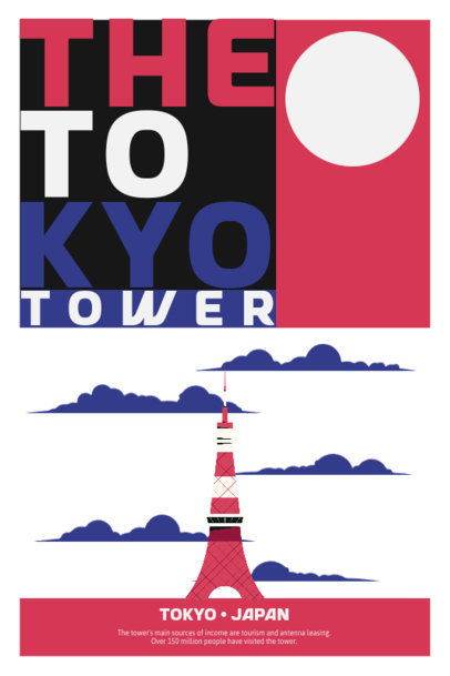 Travel Front Postcard Design Creator Featuring a Japanese Landmark