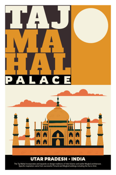 Landmark Front Postcard Design Template Featuring a Taj Mahal Graphic