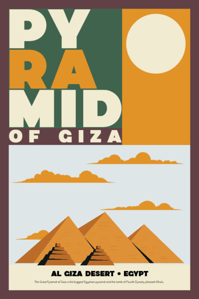 Front Postcard Design Generator With an Illustration of the Pyramids of Giza