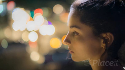 Pretty Woman Walking in City at Night Wearing a T-Shirt Video Mockup