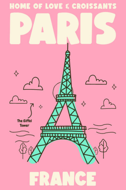 Front Postcard Creator from Paris Featuring an Eiffel Tower Illustration