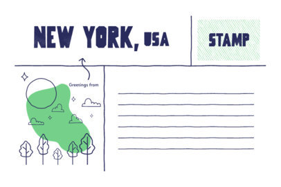 Back Postcard Template from New York City with an Abstract Illustration