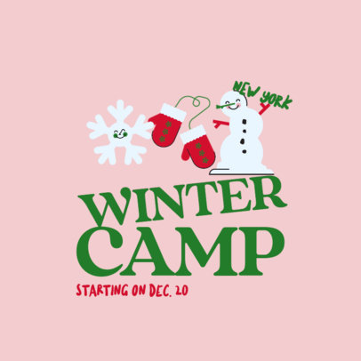 Logo Maker for a Winter Camp with an Illustrated Snowman