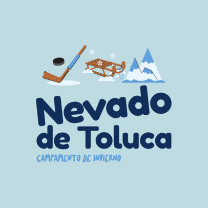 Logo Template with Illustrated Mountains for a Winter Camp