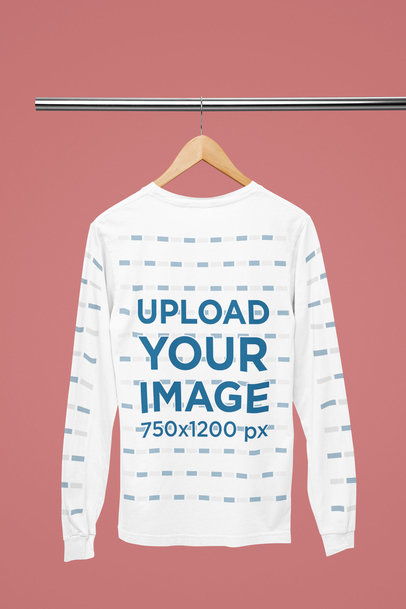 Back-View Mockup of a T-Shirt with Customizable Long Sleeves