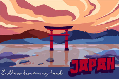 Front Postcard Design Generator Featuring a Japanese Landmark Illustration