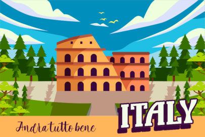 Front Postcard Design Maker Featuring an Illustration of the Colosseum