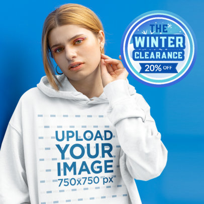 Hoodie Mockup Featuring a Woman for a Winter Clearance Offer Promo 5534c