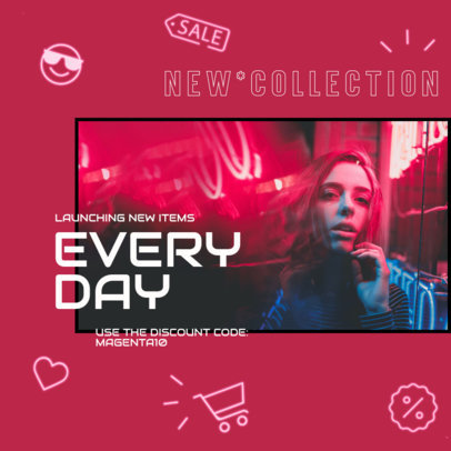 Magenta-Themed Instagram Story Post Maker to Promote a New Collection