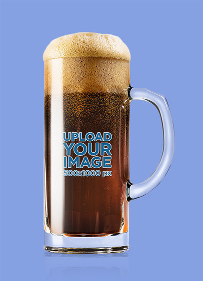 Oktoberfest-Themed Mockup of a Mug Filled with Dark Beer 
