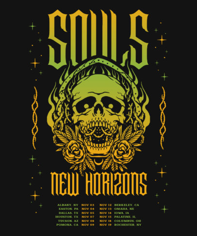 Back T-Shirt Design Maker for a Musician's Tour Merch with Illustrated Skulls