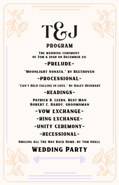 Wedding Program Maker Featuring Floral Graphics