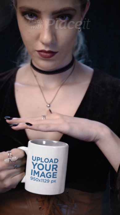 11 oz Coffee Mug Video Featuring a Woman in a Wicca-Themed Outfit