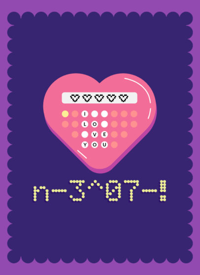 Greeting Card Template with a Heart Illustration for Valentine's Day