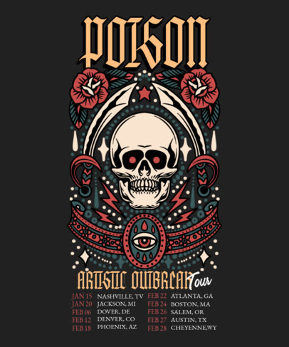 Back T-Shirt Design Maker for Rock Bands Merch Featuring Skull Graphics