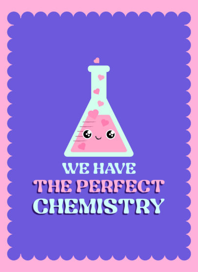 Greeting Card Creator for Valentine's Day with a Smiling Chemistry Flask Illustration