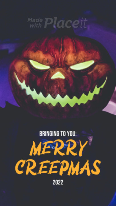 Creepmas-Themed Instagram Story Video Creator Featuring a Creepy Pumpkin