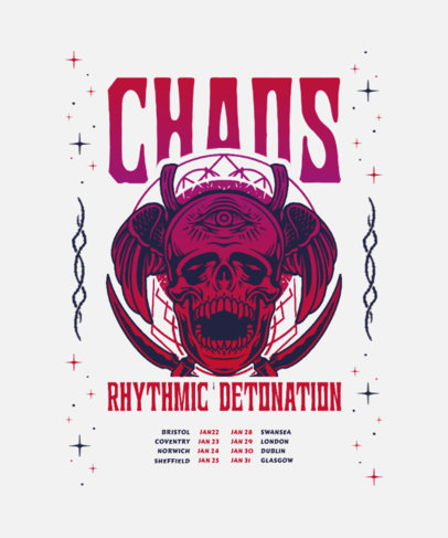 Back T-Shirt Design Creator for a Heavy Metal Band's Merch with a Creepy Skull Graphic 