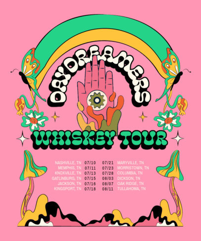 Back T-Shirt Design Maker for a Musician's Merch Featuring Trippy Illustrations