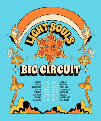 Back T-Shirt Design Creator with Customizable Tour Dates for Musicians