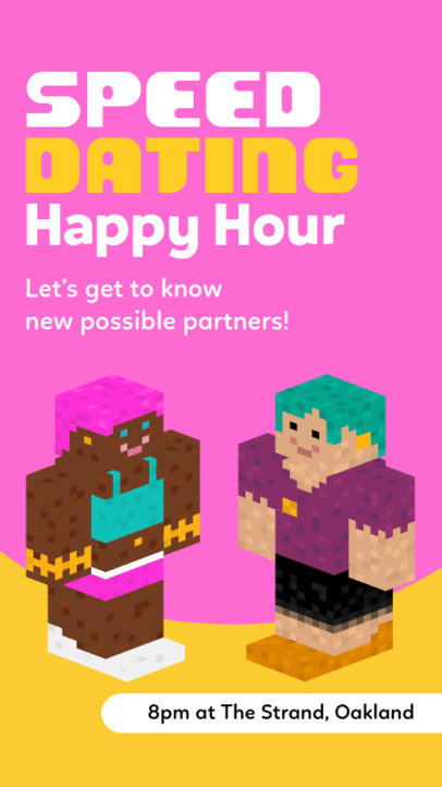 Illustrated Instagram Story Template for a Speed Dating Event Featuring Two Lover Graphics