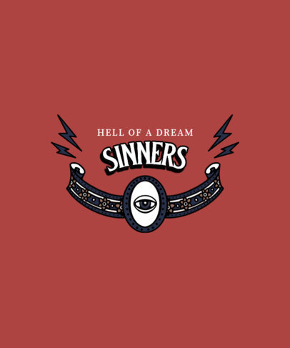 Front T-Shirt Design Template Featuring Eye Graphics for a Rock Band Merch