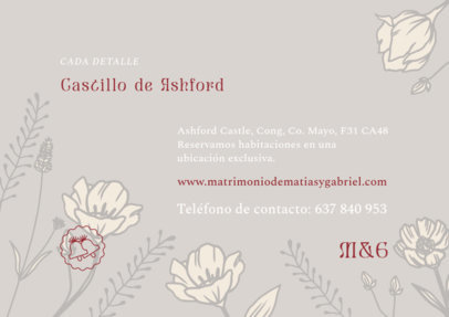 Floral Details Card Template for a Wedding Event