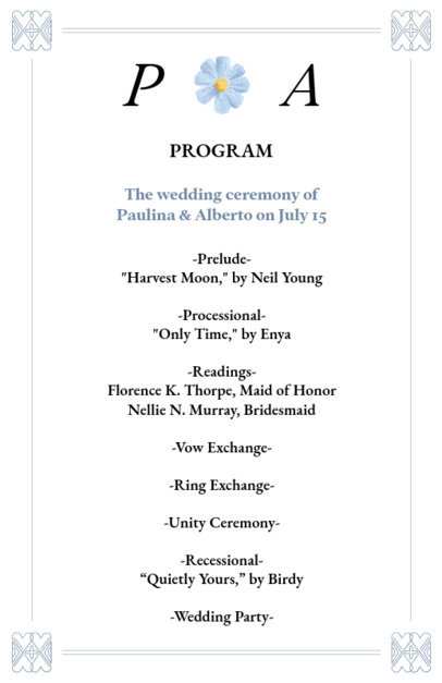 Wedding Program Maker Featuring a Minimalist Frame