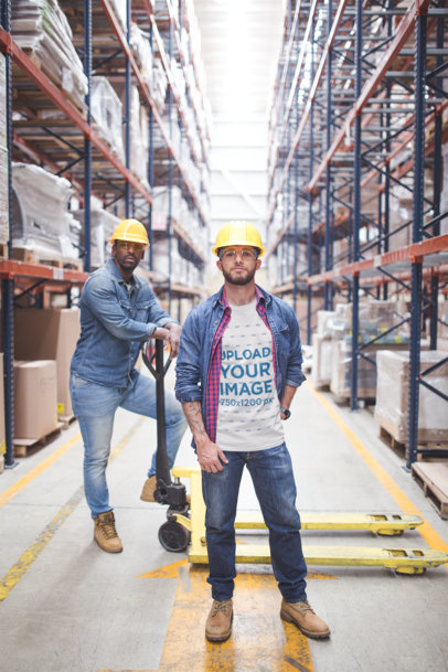 Industrial Worker Wearing a T-Shirt Mockup